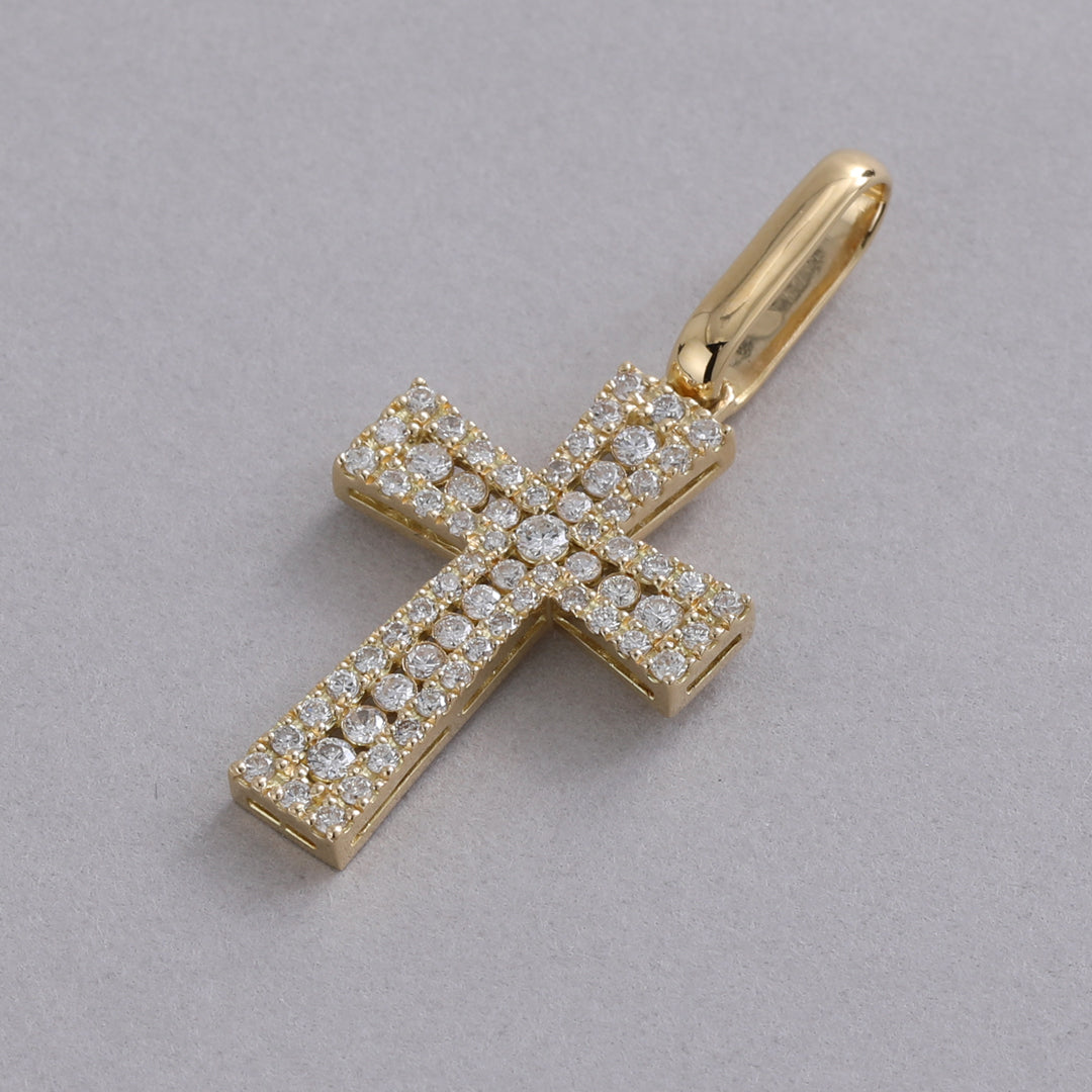 ☆素敵！輝きダイヤモンド0.11ct 十字架 k18金イエローゴールドペンダント VALUABLE