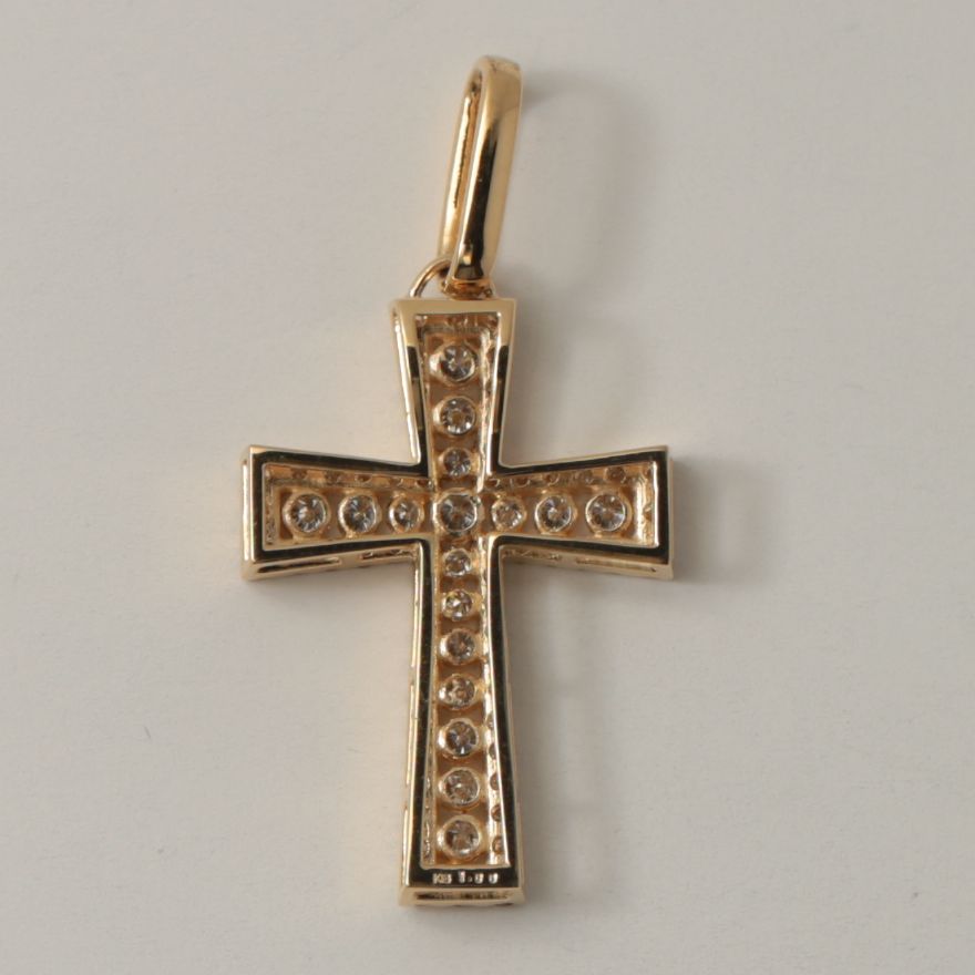 【正規取扱店】 K18 イエロー 18金 1.00ct クロスペンダント ダイヤモンド ネックレス