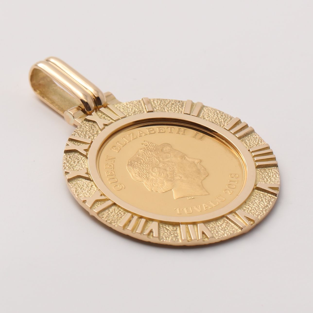 純金 ツバル ホース コイン 1/5oz 金貨 ペンダントトップ K18 枠付き