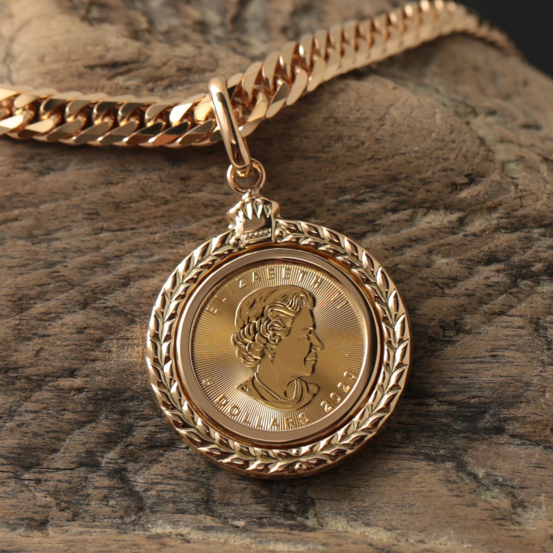 k18 ネックレストップコイントップペンダントトップ新品ガラス付き喜平